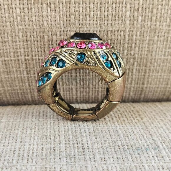 Women Ring Blue/Pink Crystals Accent Fashion Jewelry Size adjustable - Picture 10 of 12